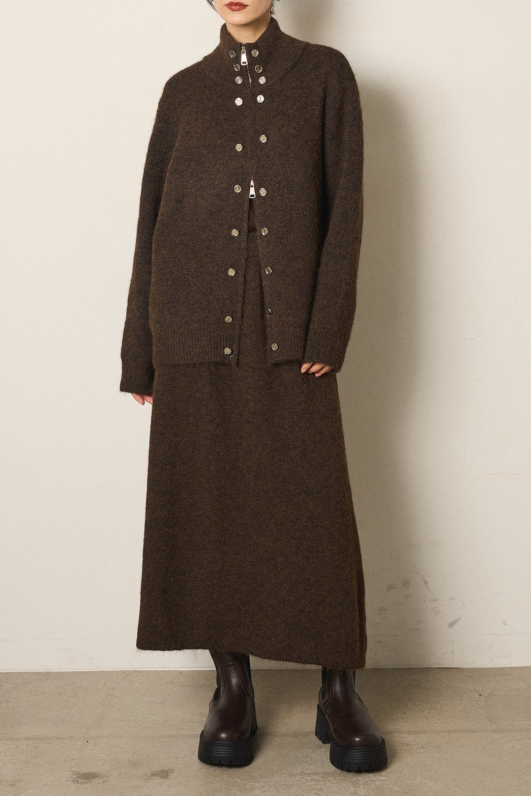 [SET]ハイネックメタルプレートニットスカートSETUP