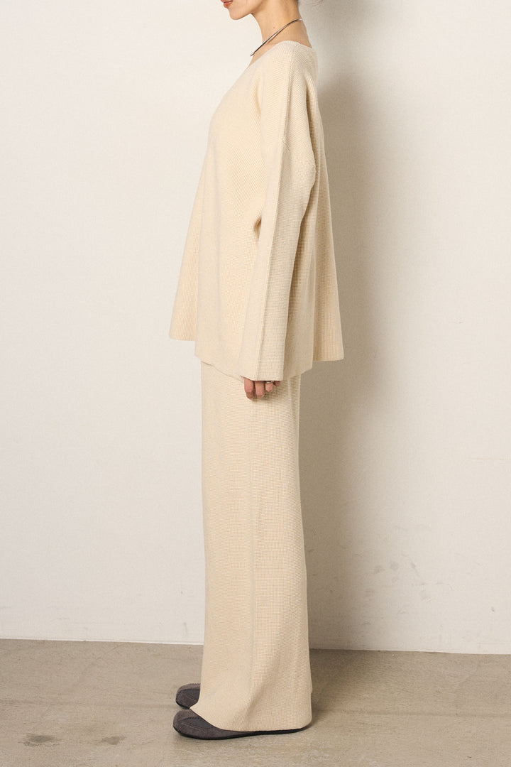 [SET]リラックスワッフルニットSETUP+ノーカラーエコファーベスト(2set)