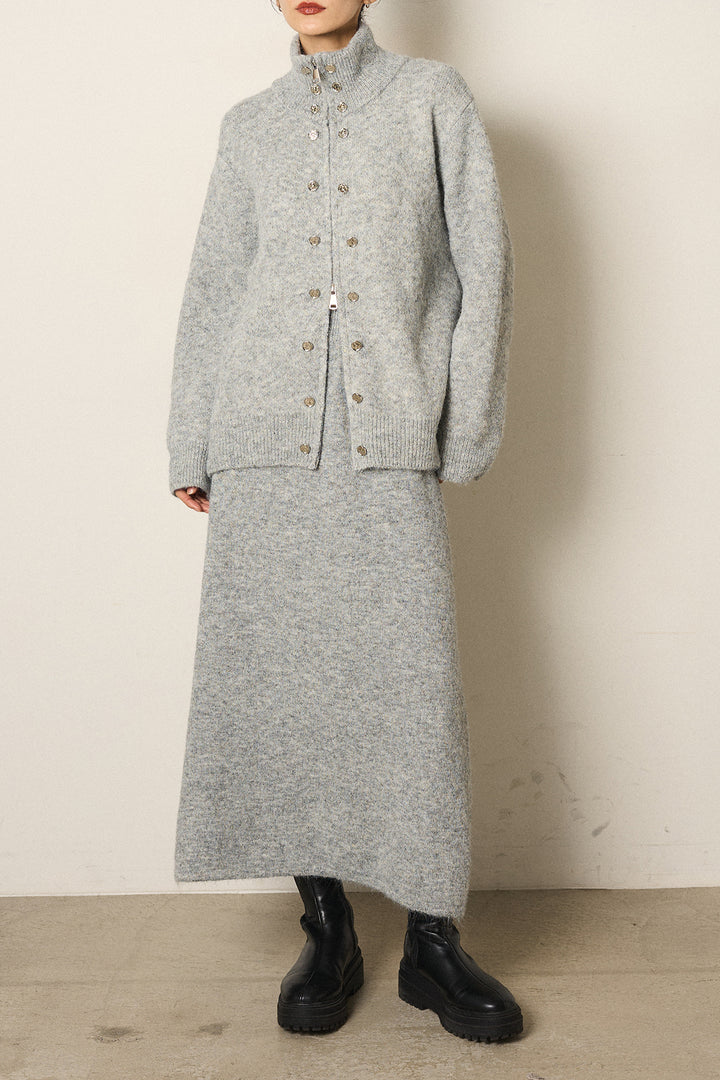 [SET]ハイネックメタルプレートニットスカートSETUP