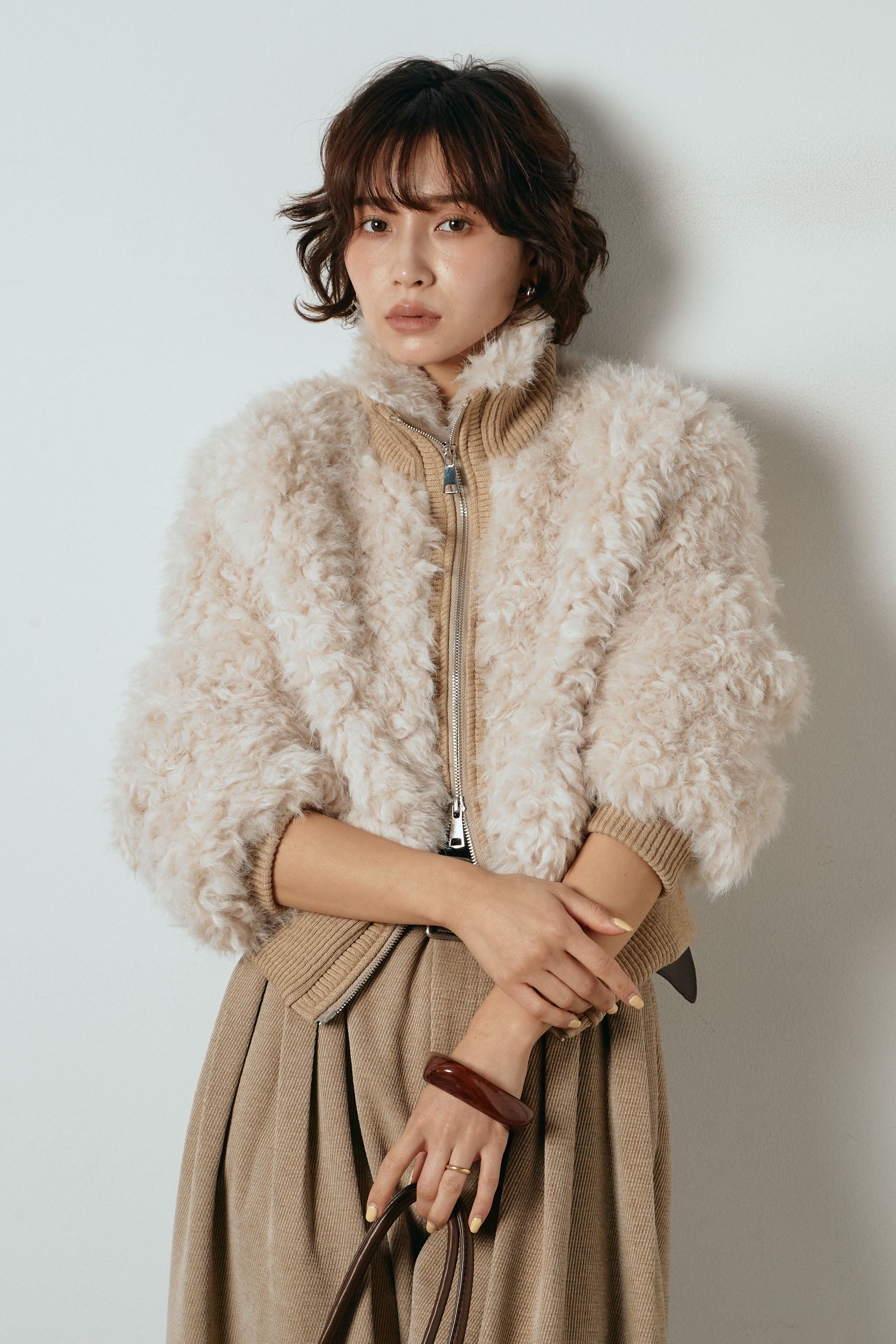 ハイネックショート丈ボアジップブルゾン – ESICA