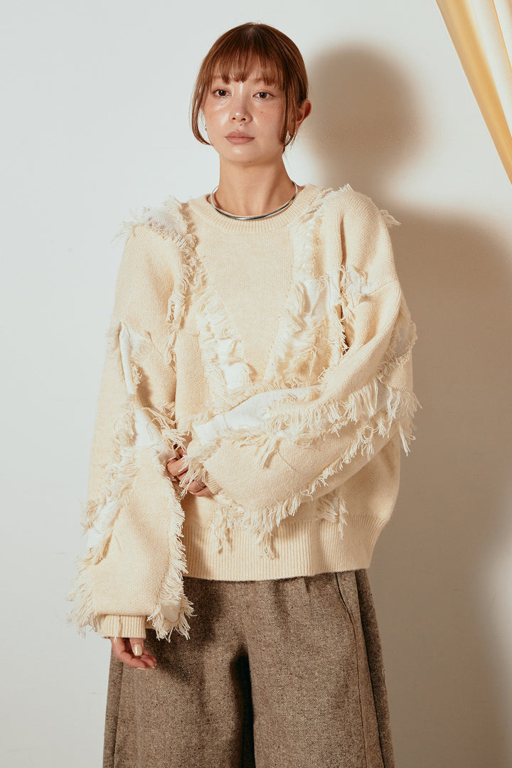 [SET]シャギージャガードニットトップス+アルパカタッチニットタイトスカート(2set)