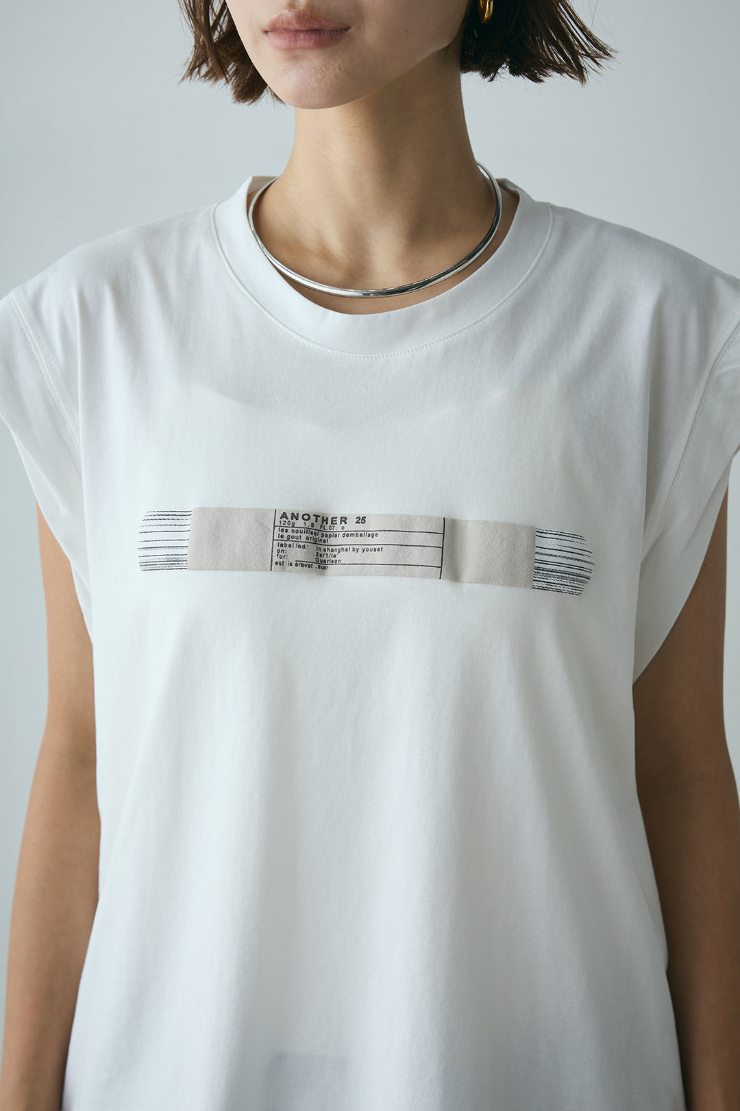 [SET]英字デザインノースリーブTシャツ+レイヤードデニムパンツ(2set)