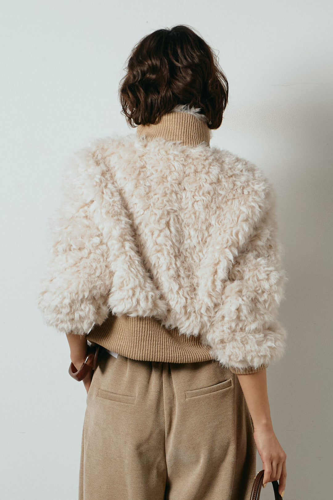 [SET]ハイネックショート丈ボアジップブルゾン+起毛タータンチェック柄ワイドパンツ(2set)