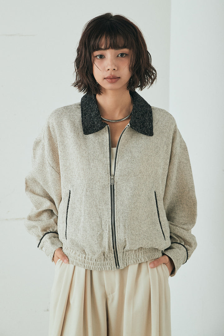 ツイード配色パイピングブルゾン