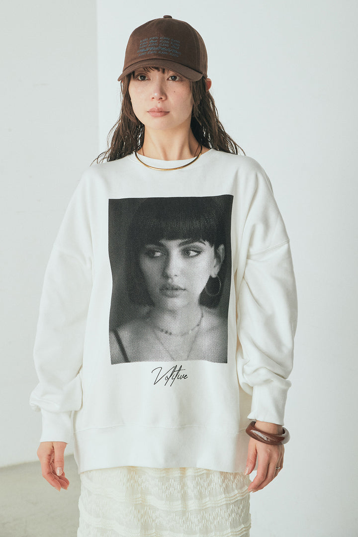 裏毛フェイスフォト＆ロゴプリントBIGプルオーバー