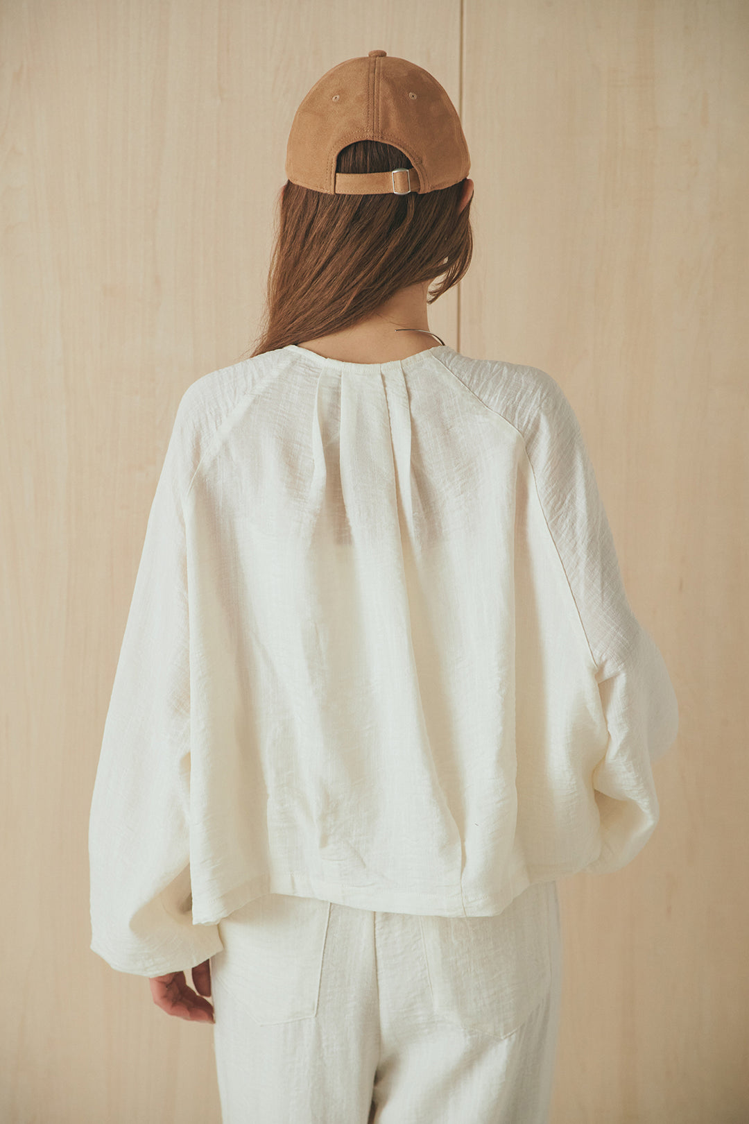 [SET]麻混ノーカラーブルゾン+麻混ウエストドロストパンツ(2set)