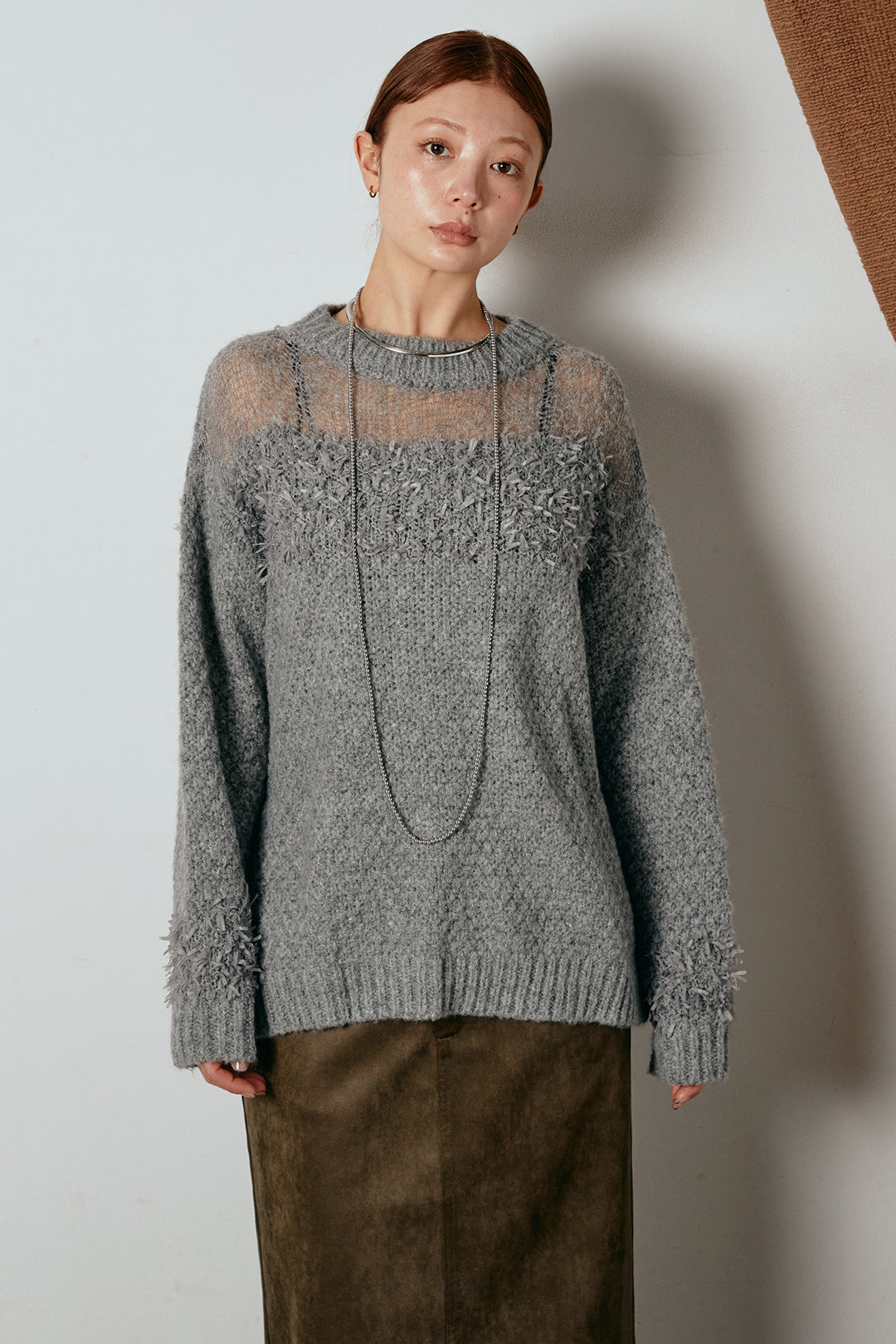 パターンランダム編みニットトップス