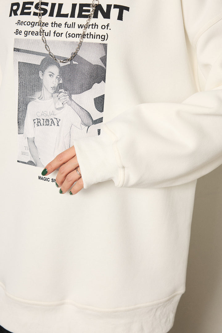 [SET]モノトーンプリントスウェット+レース刺繍レイヤードフレアパンツ(2set)