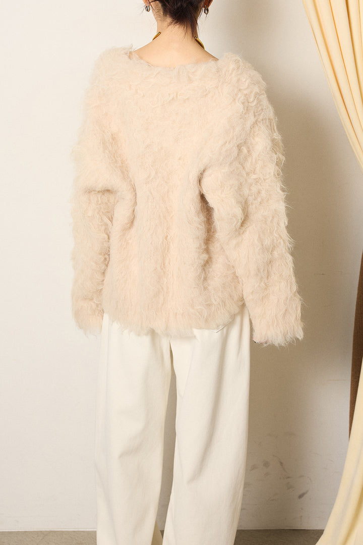 [SET]起毛シャギーニットカーディガン+センターラインニットパンツ(2set)