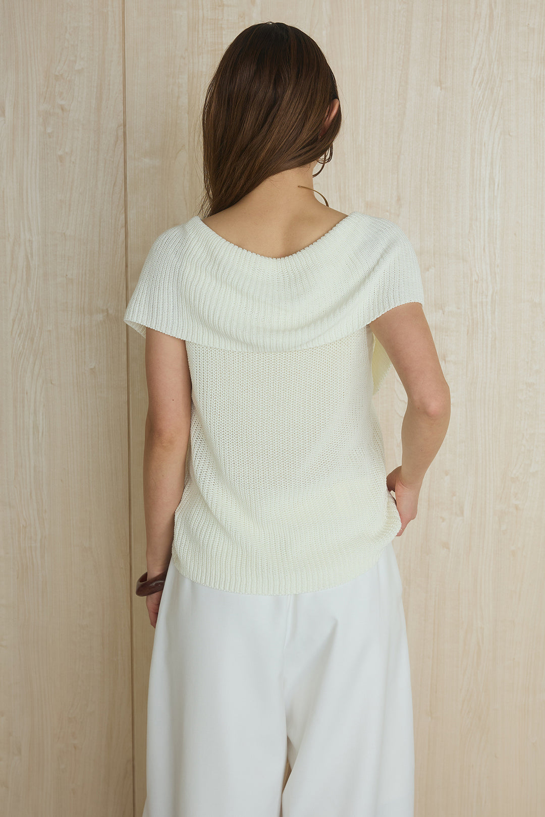 [SET]ビッグカラーボタンニットトップス+ベルト付きカラーデニムパンツ(2set)