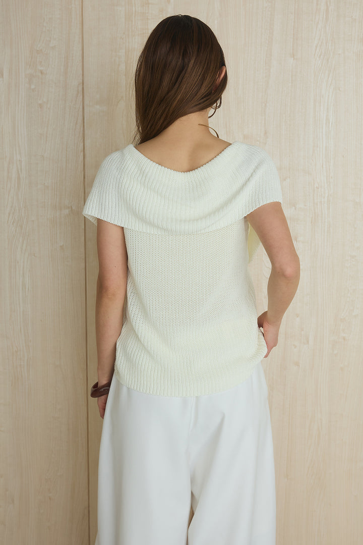 [SET]ビッグカラーボタンニットトップス+ベルト付きカラーデニムパンツ(2set)