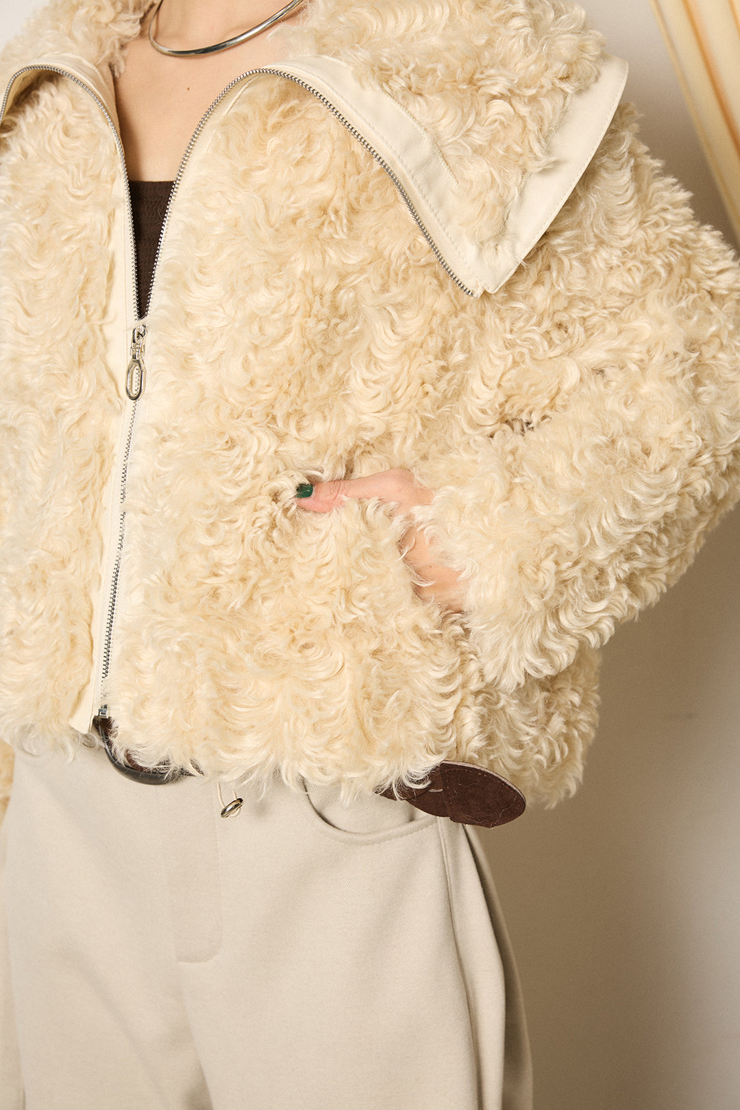 ビッグカラープードルボアアウター