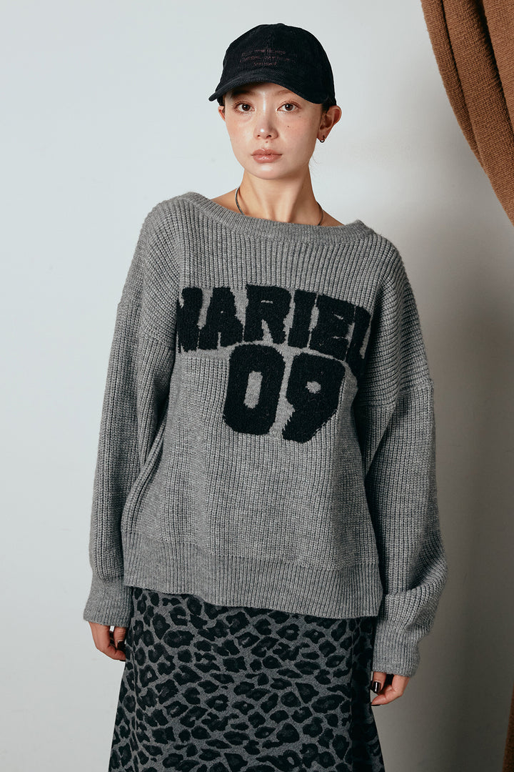 ロゴジャガードニットトップス