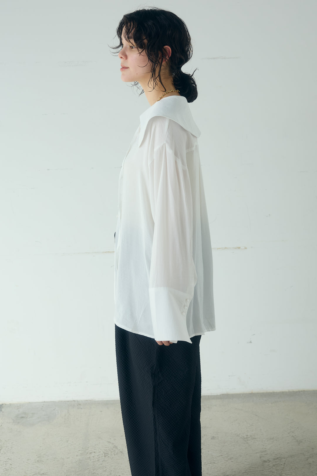 ポリエステルレーヨンセーラーカラーシャツ