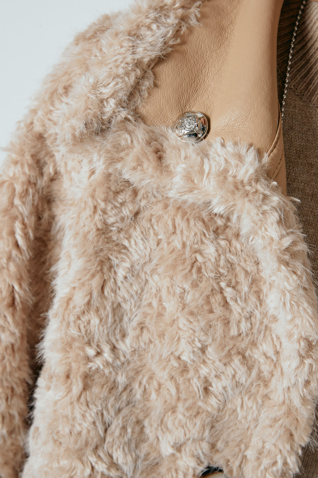 [SET]リバーシブルボアアウター+マルチライン柄リラックスニットパンツ(2set)