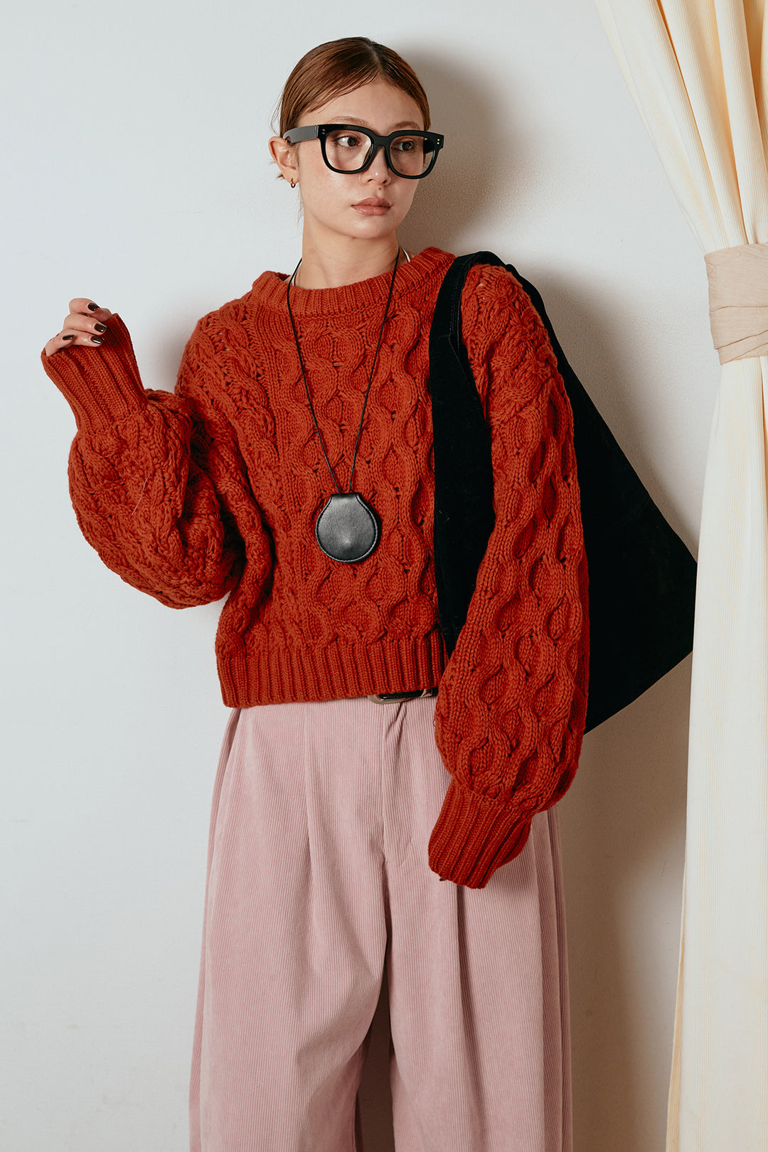 [SET]バルキーケーブルプルオーバー+コーデュロイサイドタックコクーンパンツ(2set)