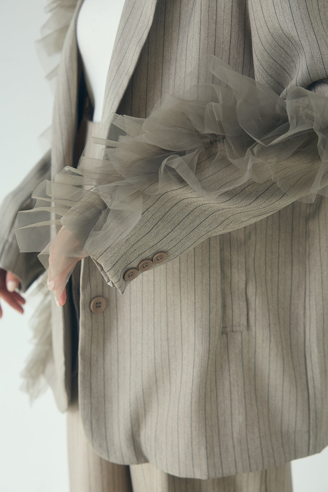 チュールヘリンボーンストライプジャケット