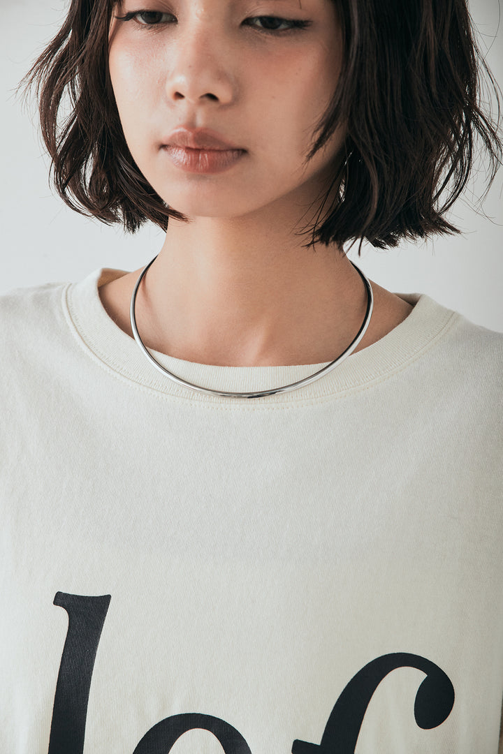 裾センタードロストロゴプリントワイドTシャツ