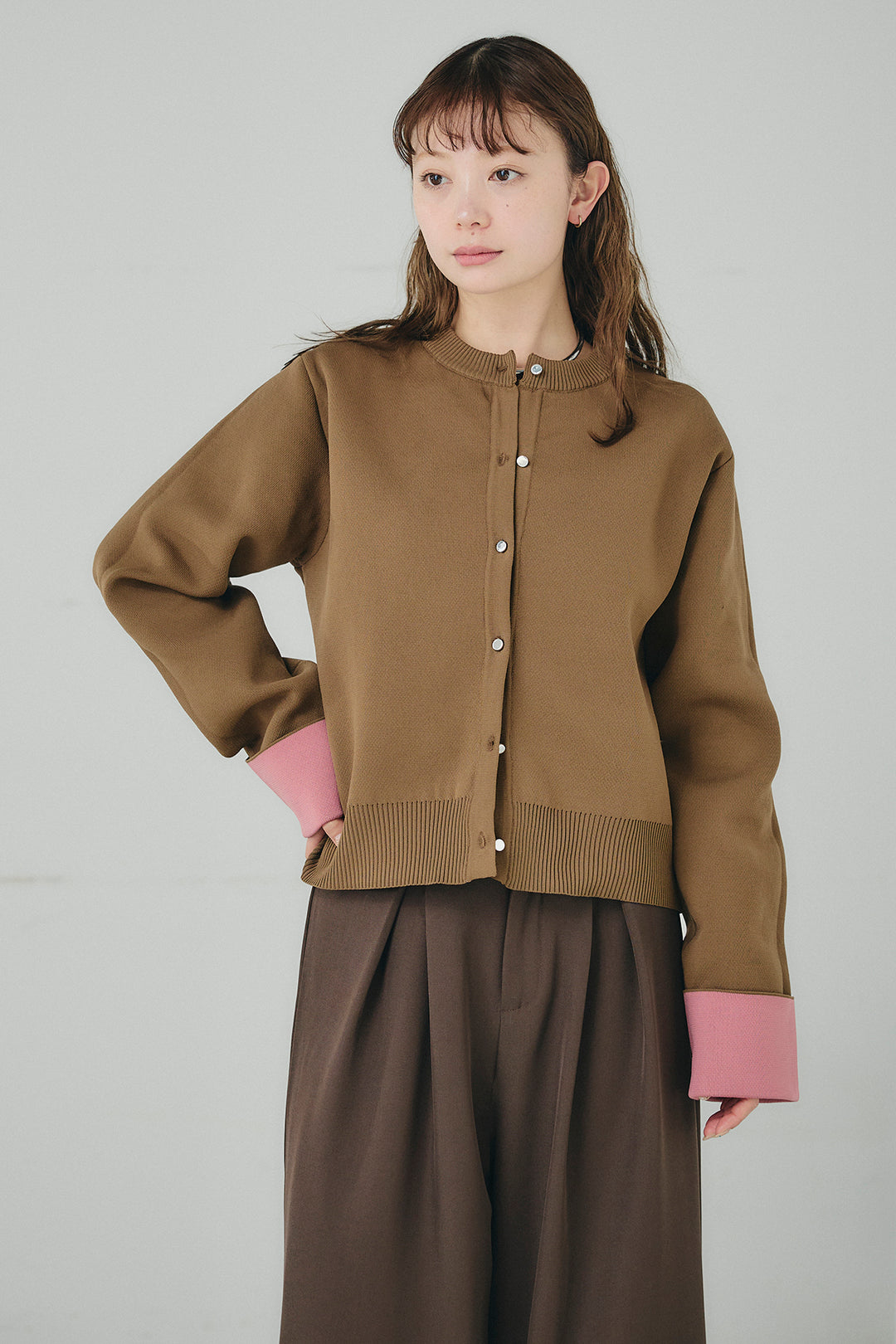 リバーシブル配色ニットカーディガン