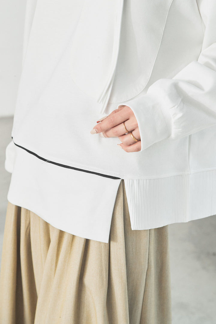 裾アシンメトリーポケットデザインプルオーバー/ブラウン