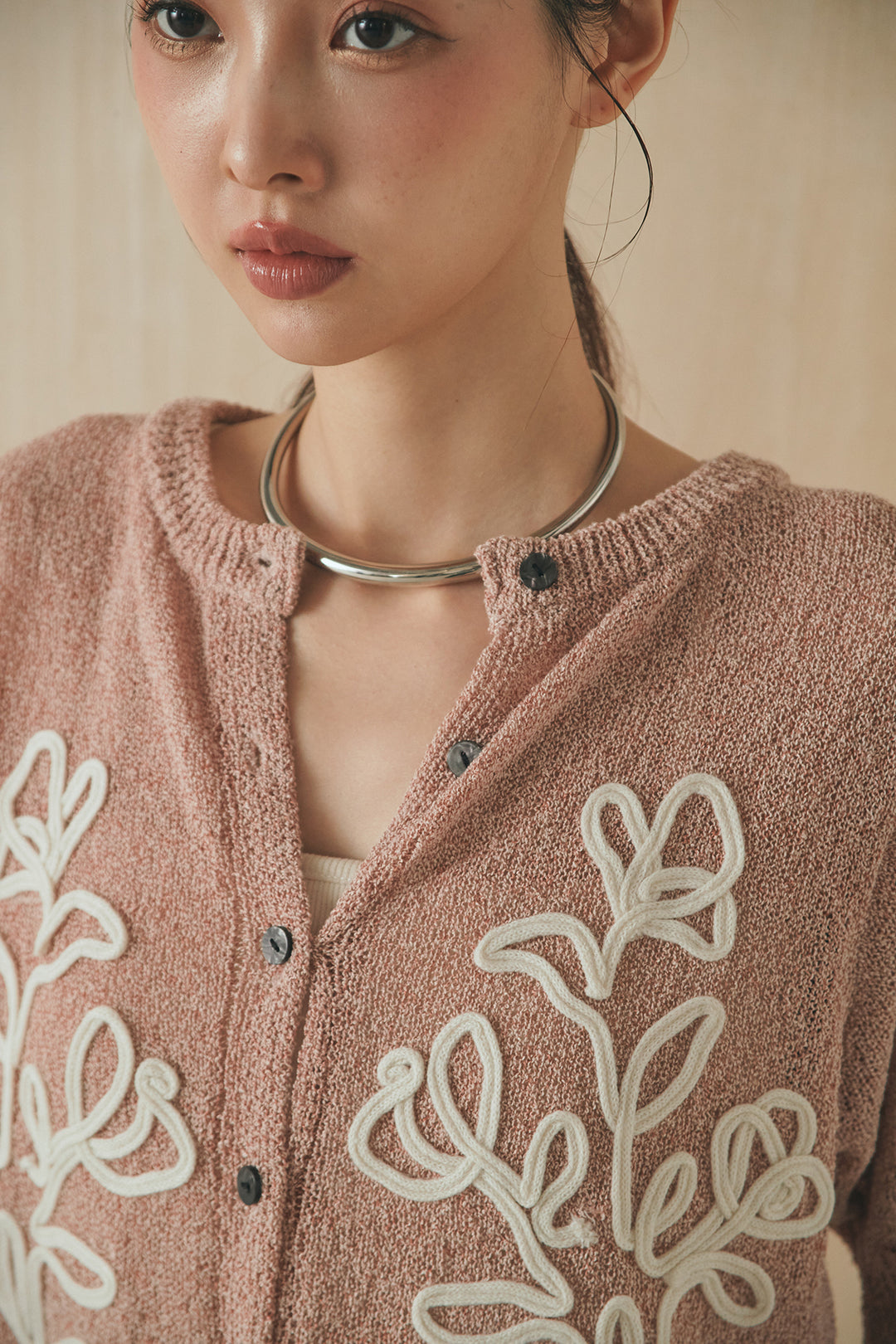 [SET]フロントテープデザイン半袖カーディガン+ミリタリーツイルタックフレアスカート(2set)