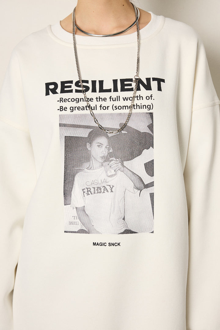 [SET]モノトーンプリントスウェット+レオパード柄サテンスカート(2set)