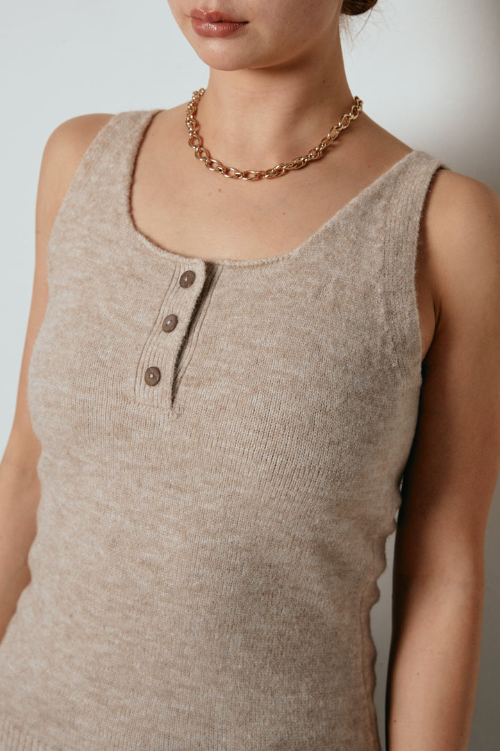 [SET]襟付きレイヤードニットトップス+ポーチベルト付きカーブパンツ(2set)