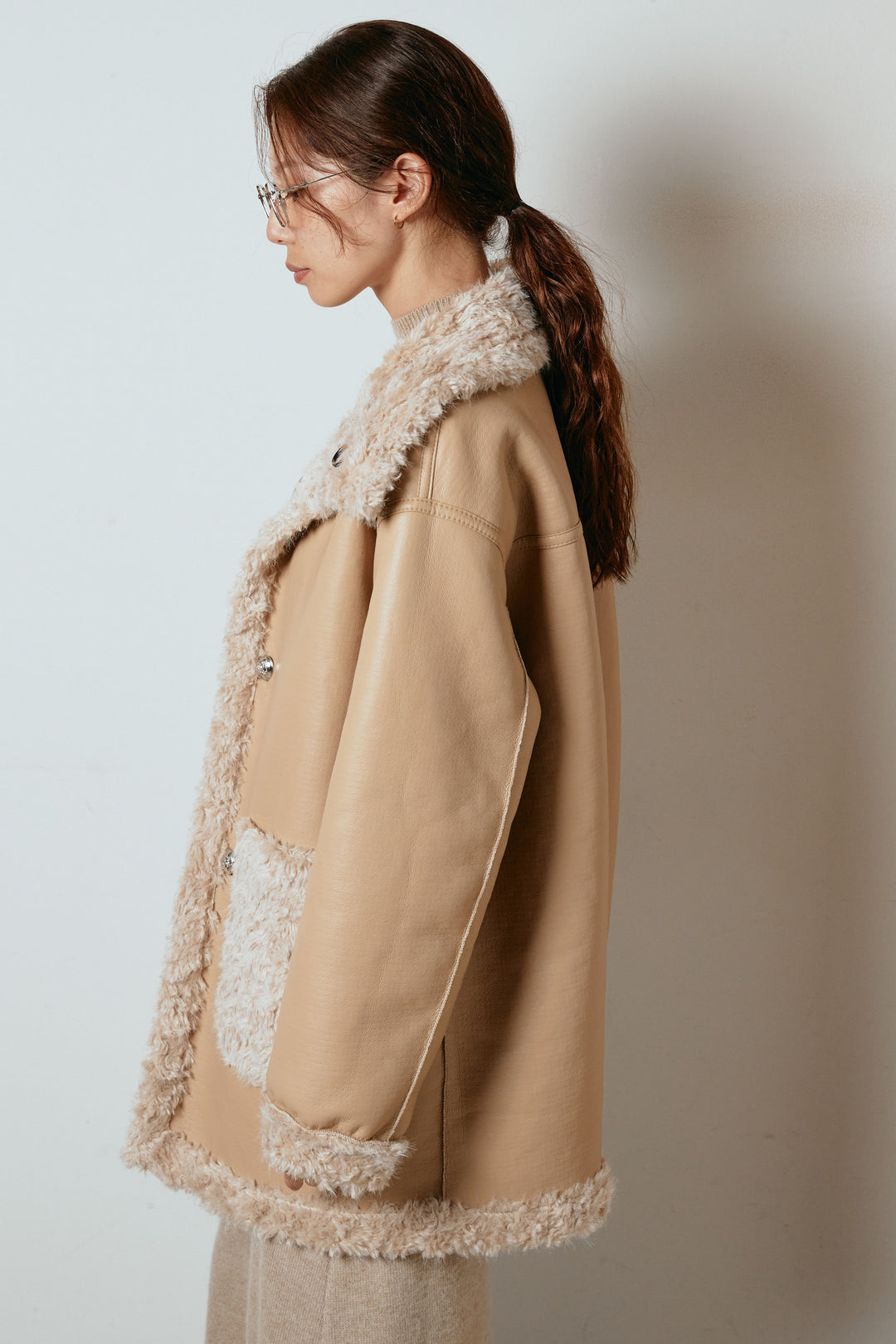 [SET]リバーシブルボアアウター+ノースリーブニットロングワンピース(2set)