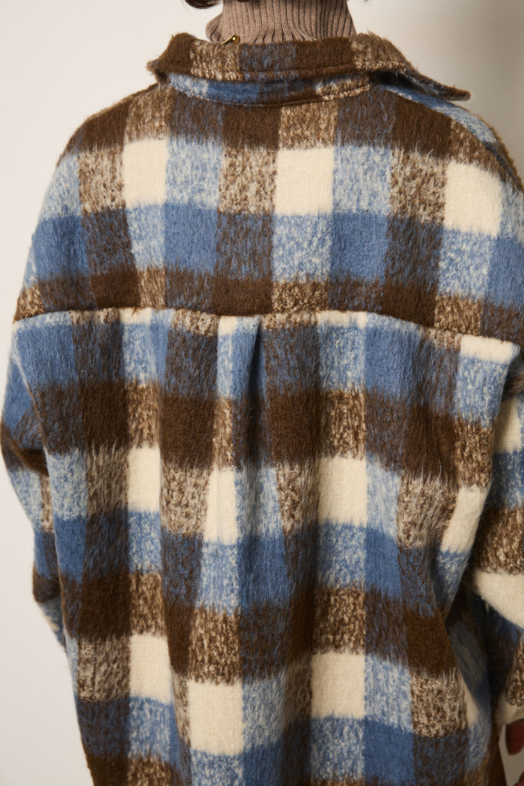 [SET]起毛チェック柄ポケットアウター+起毛ノースリーブニットロングワンピース(2set)