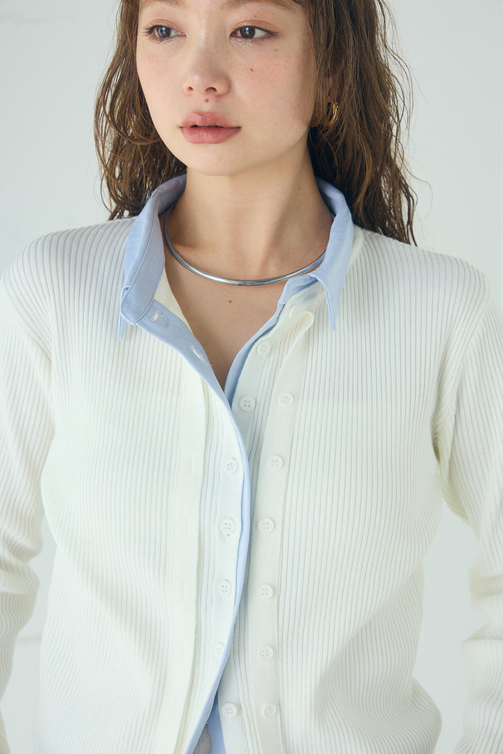 シャツドッキングボタンニットカーディガン