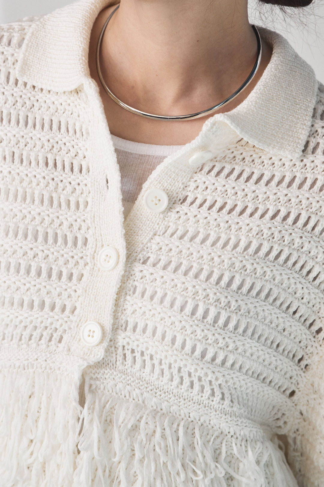 メッシュフリンジカーディガン