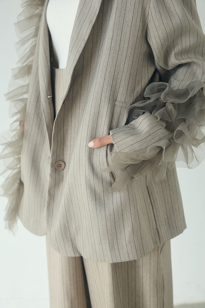 チュールヘリンボーンストライプジャケット