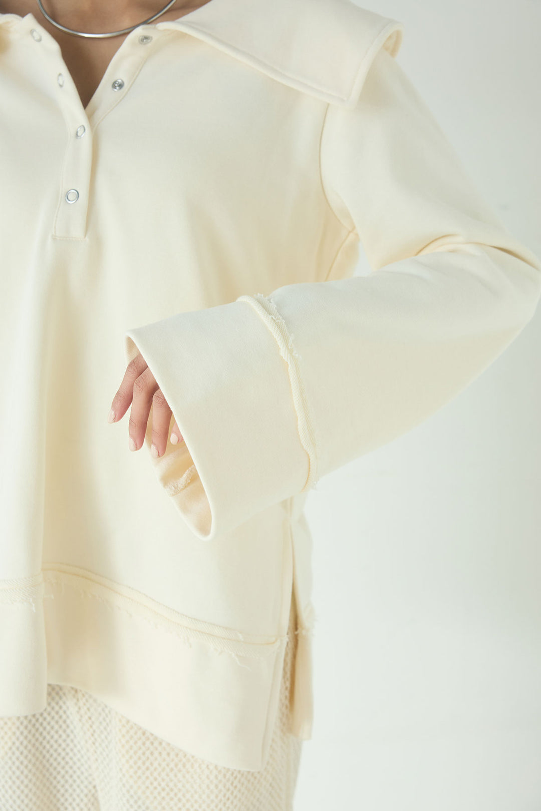 [SET]ビッグカラー2WAYスウェットトップス+メッシュリラックスパンツ(2set)