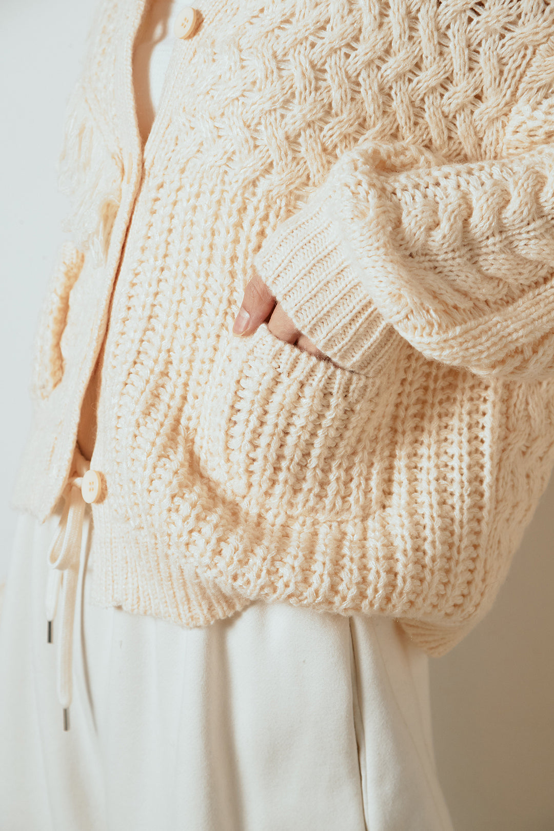 [SET]ランダムフリンジニットカーディガン+裏起毛スウェットワイドパンツ(2set)