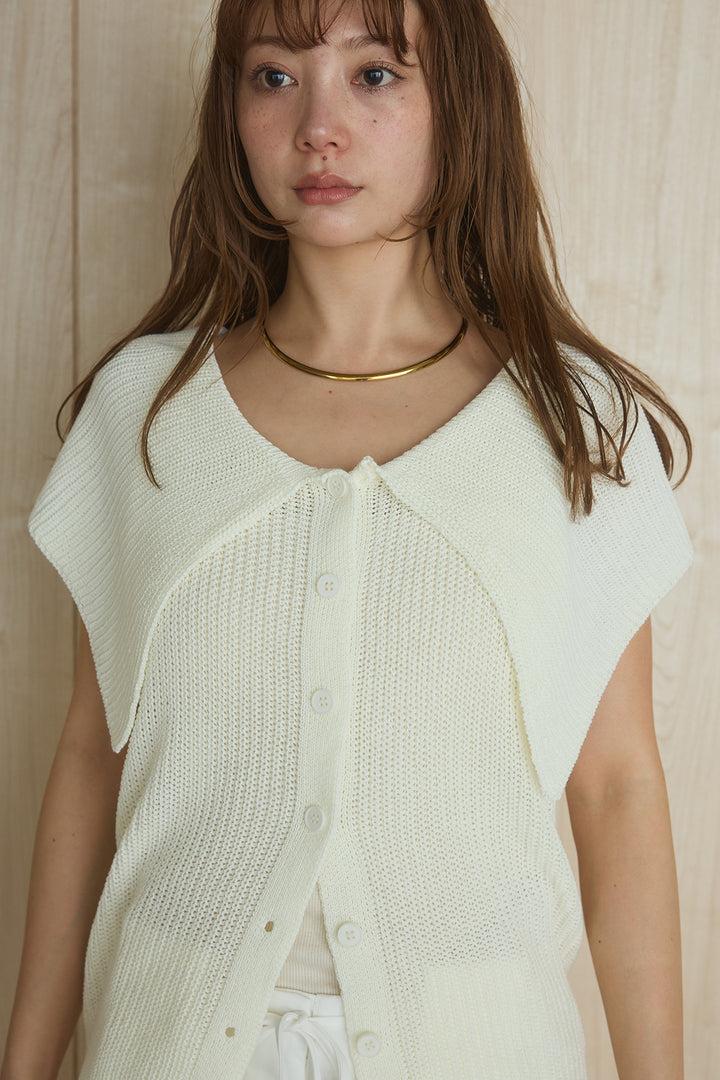 [SET]ビッグカラーボタンニットトップス+ベルト付きカラーデニムパンツ(2set)