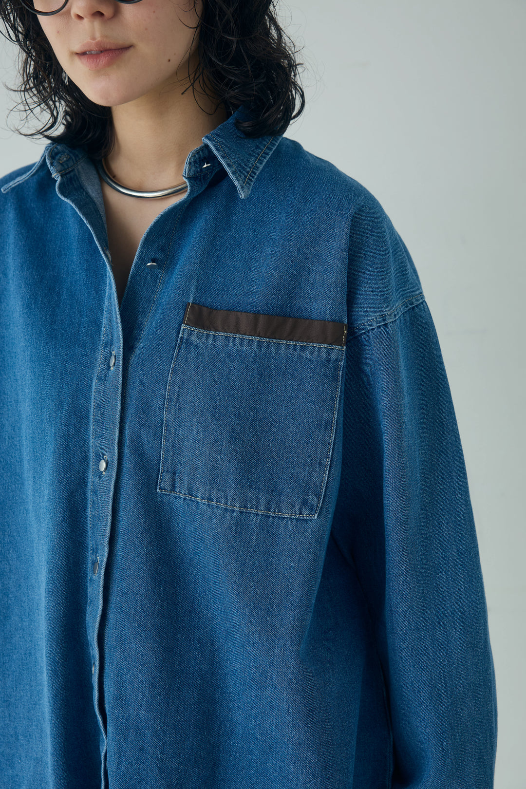 [SET]ライトオンスデニムシャツ+ライトオンスデニムルーズパンツ(2set)