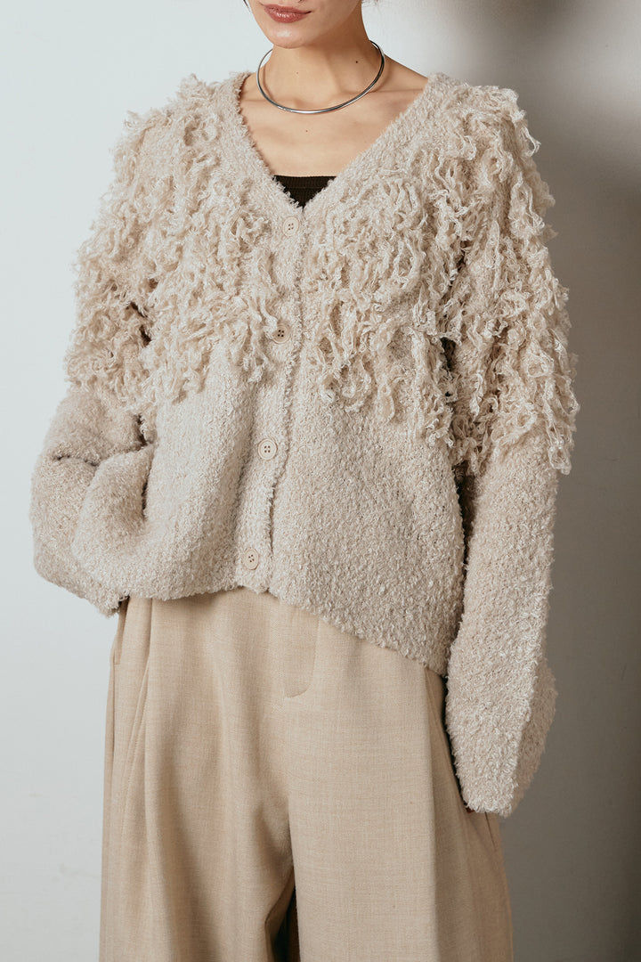 ループ編みVネックニットカーディガン