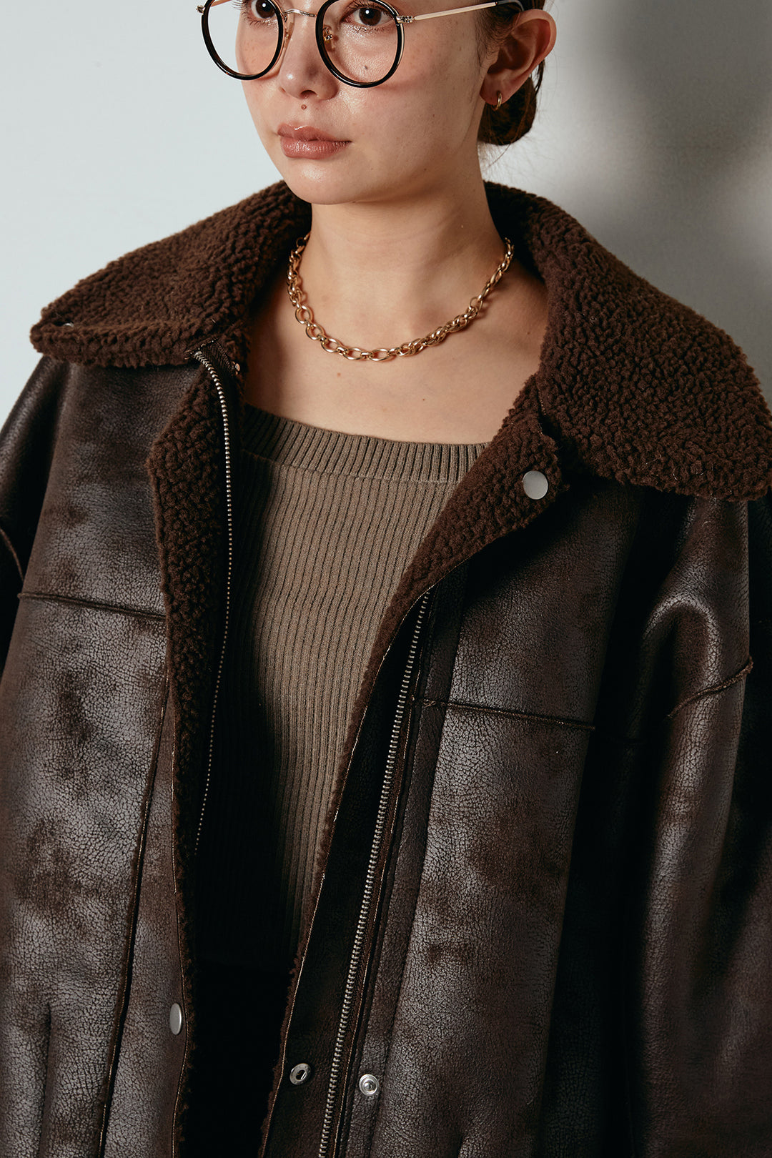 [SET]リバーシブルエコムートンコート+リブナローニットスカート(2set)