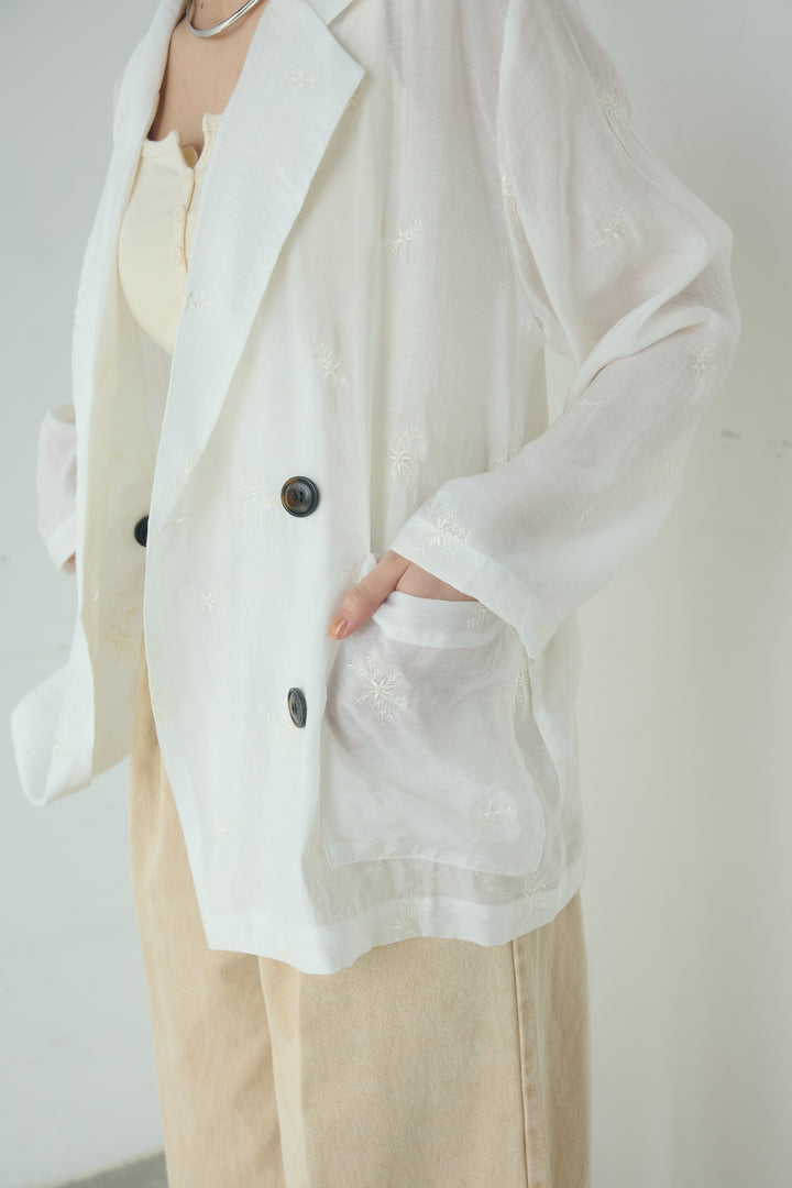 シアー刺繍ダブルジャケット