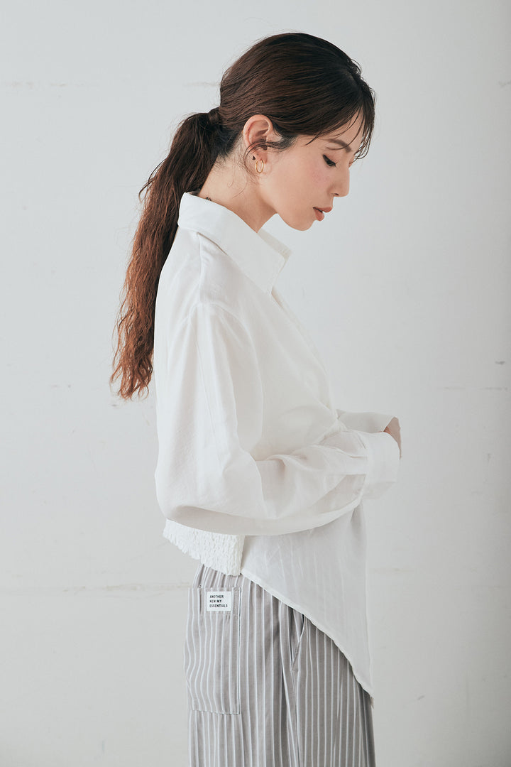 裾巻きツイストデザインシャツ