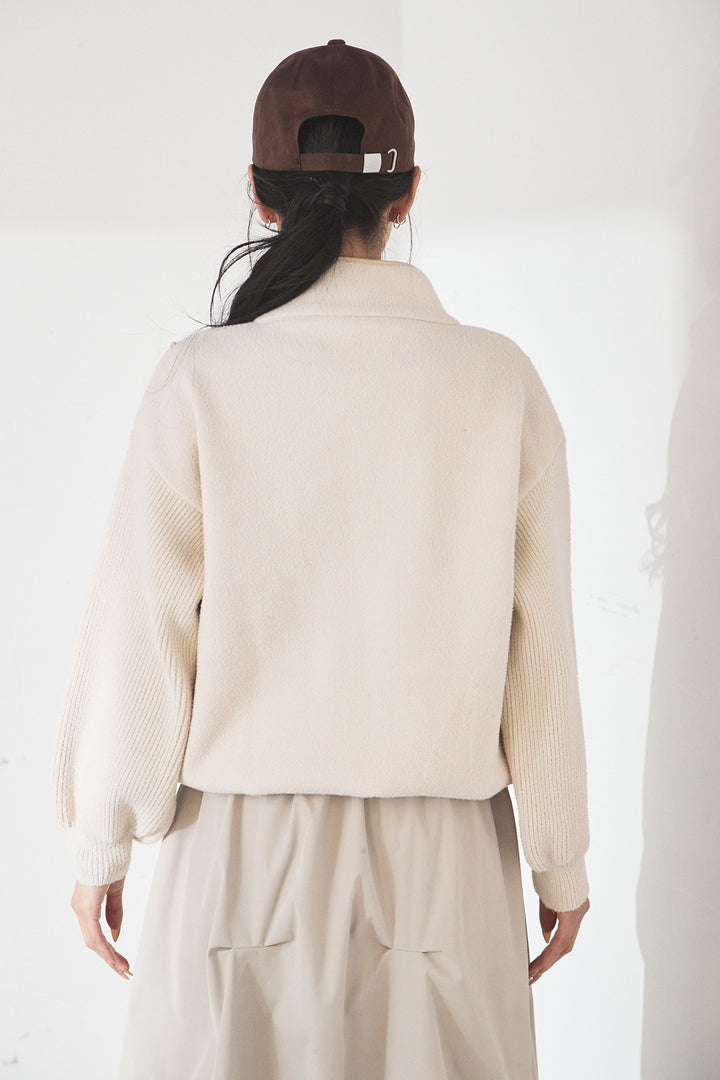 [SET]ハイネックパイピングデザインブルゾン+ベロアバレエネックワンピース(2set)