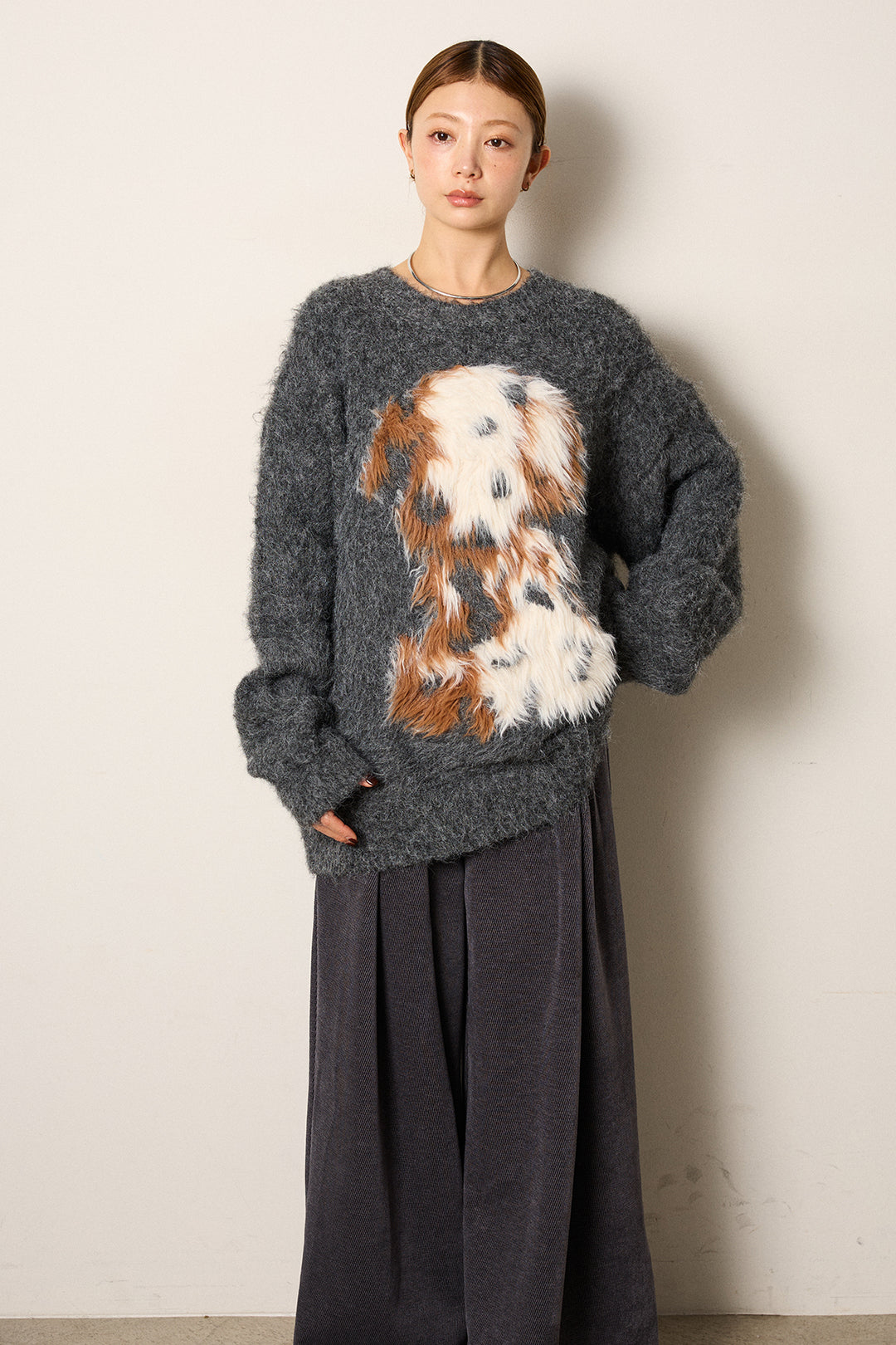 シャギーニュアンスアニマルニット