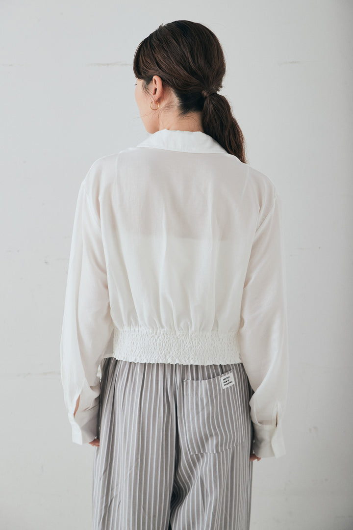 [SET]裾巻きツイストデザインシャツ+ベルト付きサイドタックワイドパンツ(2set)