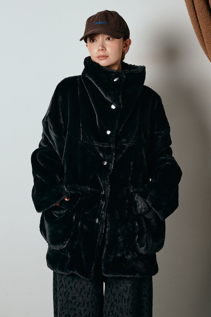 スタンドネックファーコート