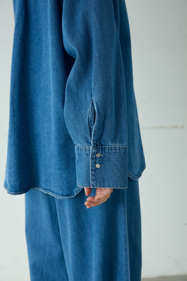 [SET]ライトオンスデニムシャツ+ライトオンスデニムルーズパンツ(2set)