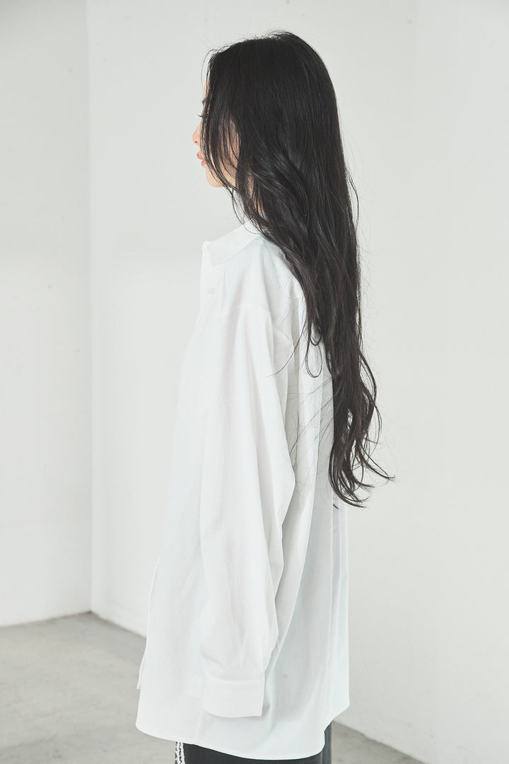 [SET]ニットキャミ付きシャツ+刺繡テープラインパンツ(2set)