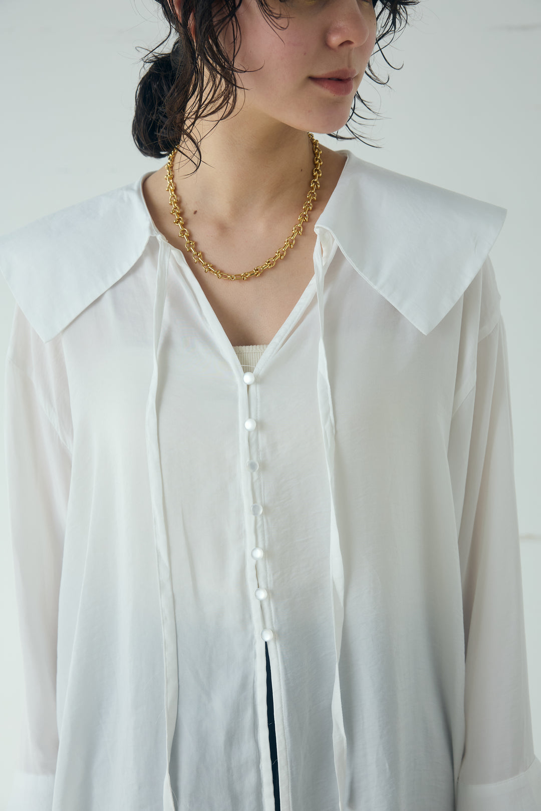 ポリエステルレーヨンセーラーカラーシャツ