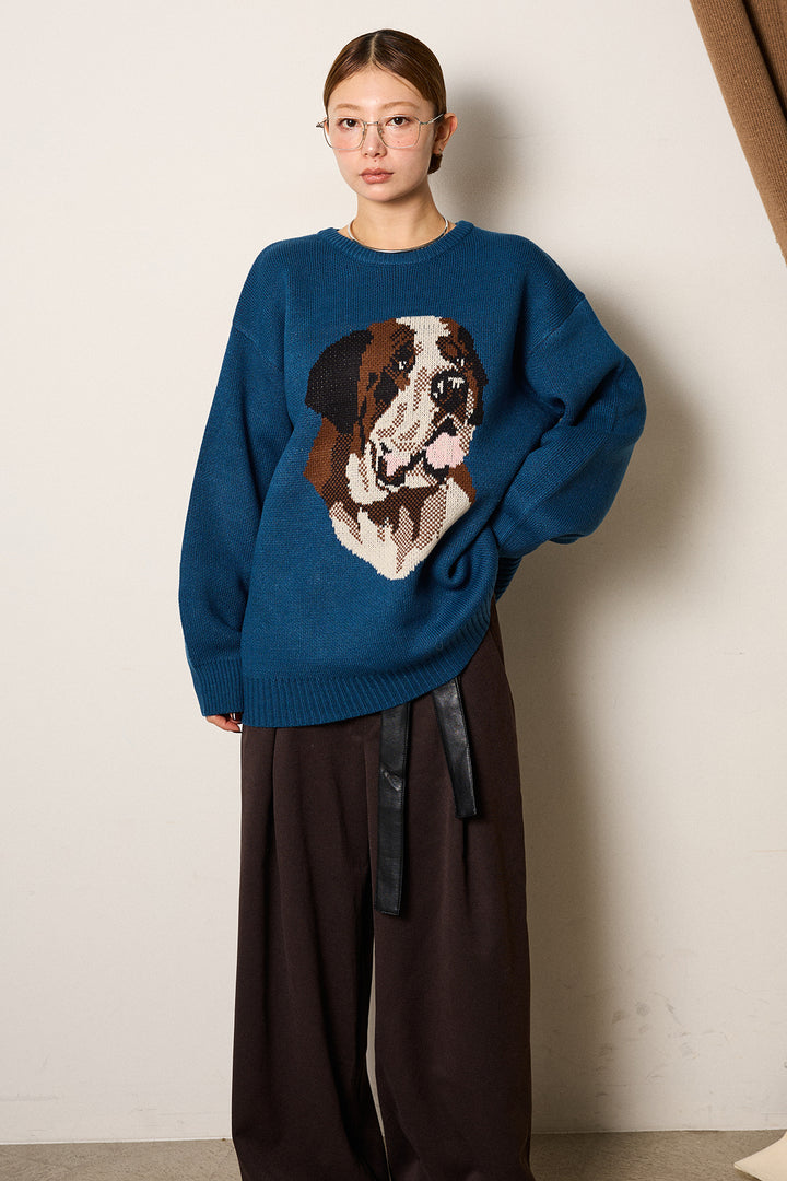 [SET]アニマルジャガード柄ニットトップス+リブナローニットスカート(2set)