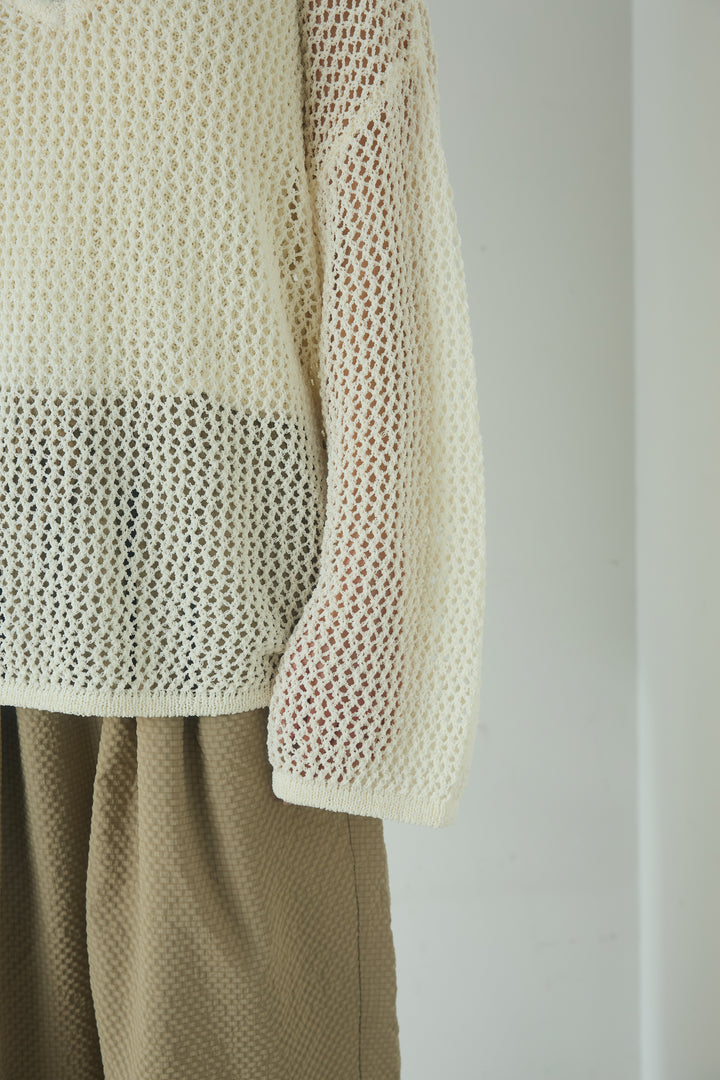 [SET]メッシュ編みビスチェセットVネックプルオーバー+シアサッカーイージーパンツ(2set)