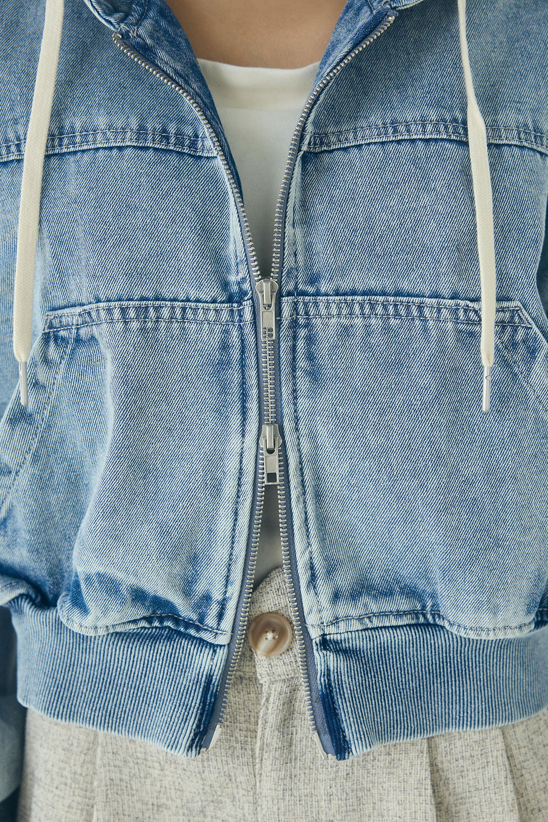 【着回しセット】[SET]デニムダブルジップパーカーブルゾン+デニムタックカーブパンツ+デニムダブルジップパーカーブルゾン(3set)